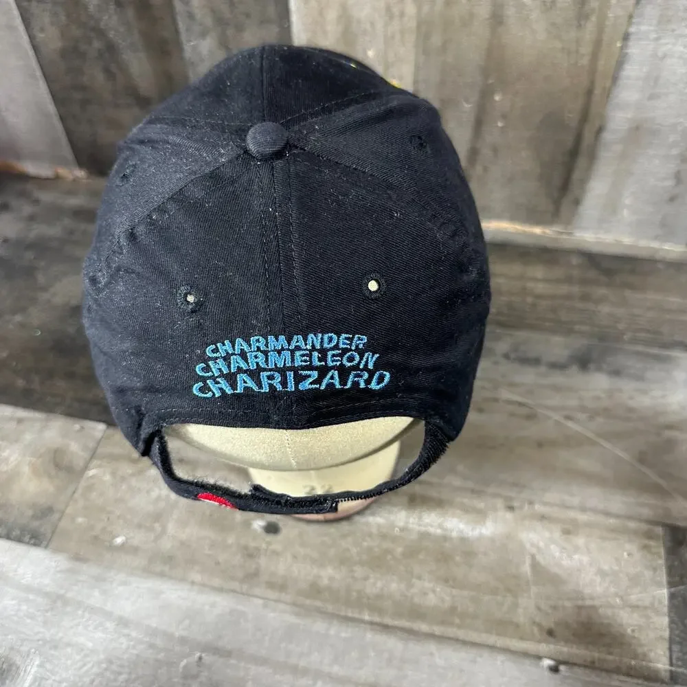 Rare Vintage Pokemon Hat 00's Charizard Charmander‎ Youth Cap Strapback Black